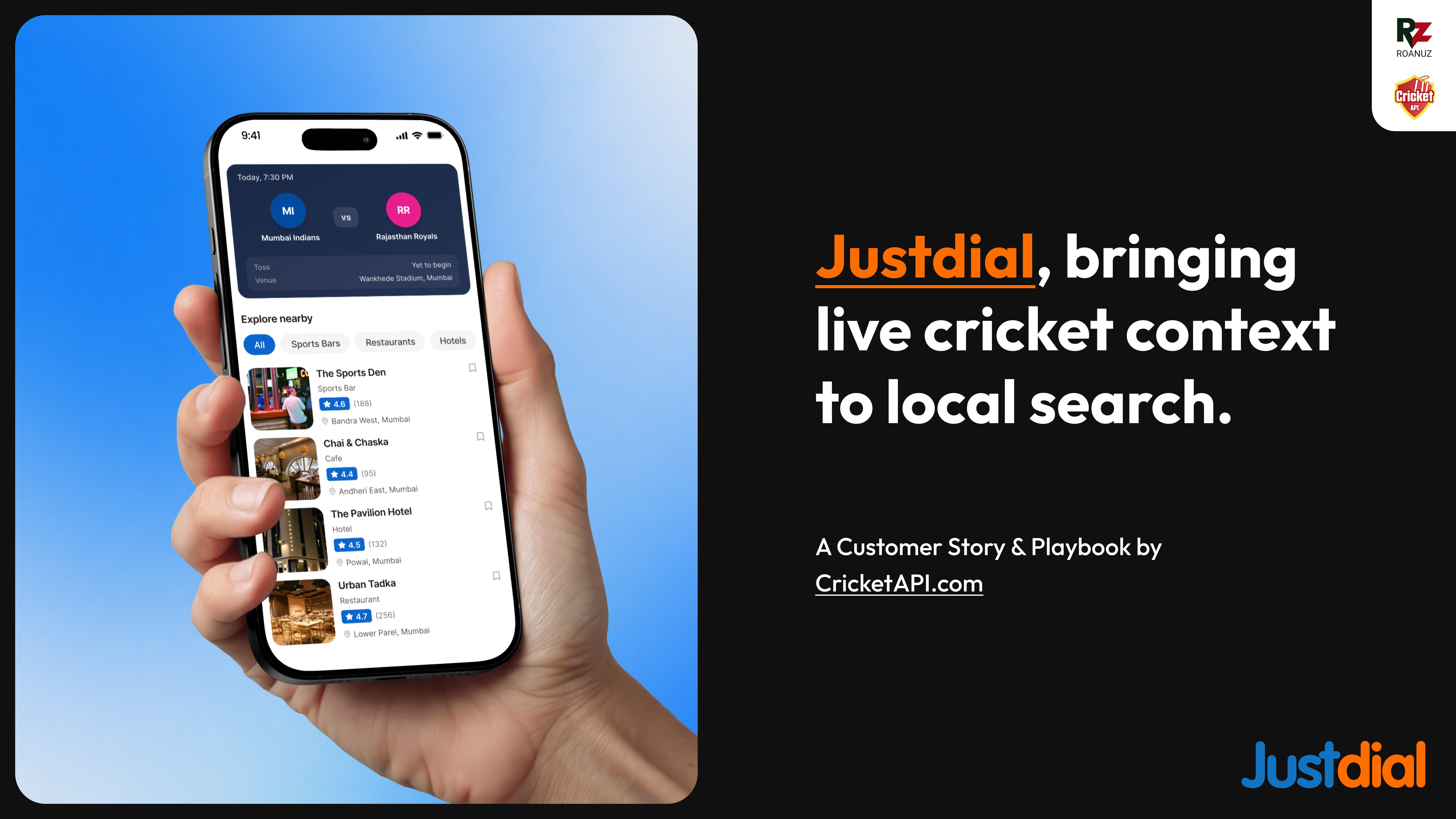 Justdial x Roanuz CricketAPI